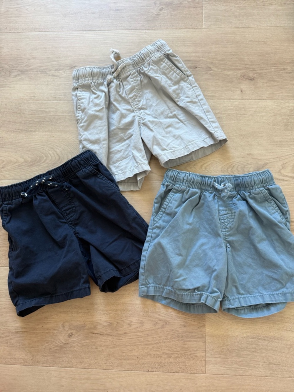 3T Cat & Jack Three-Pack Pull-On Shorts - Navy, Light Gray, Dusty Blue